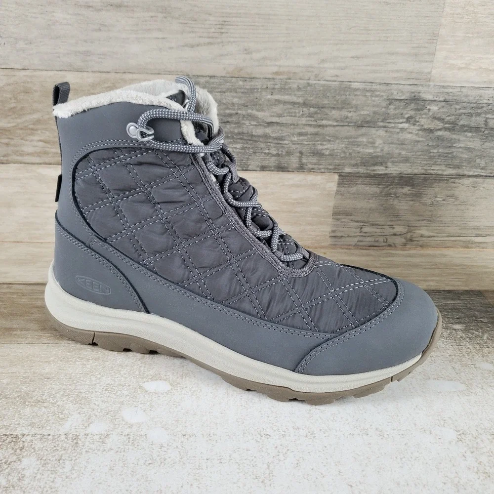 Keen Terradora II Wintry Boot Women Sz 9.5 Steel Gray Waterproof Lace Up Quilted